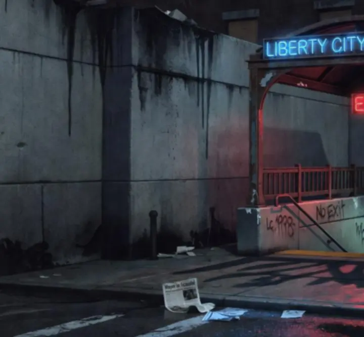 Neon-drenched metro concept art inspired by Liberty City